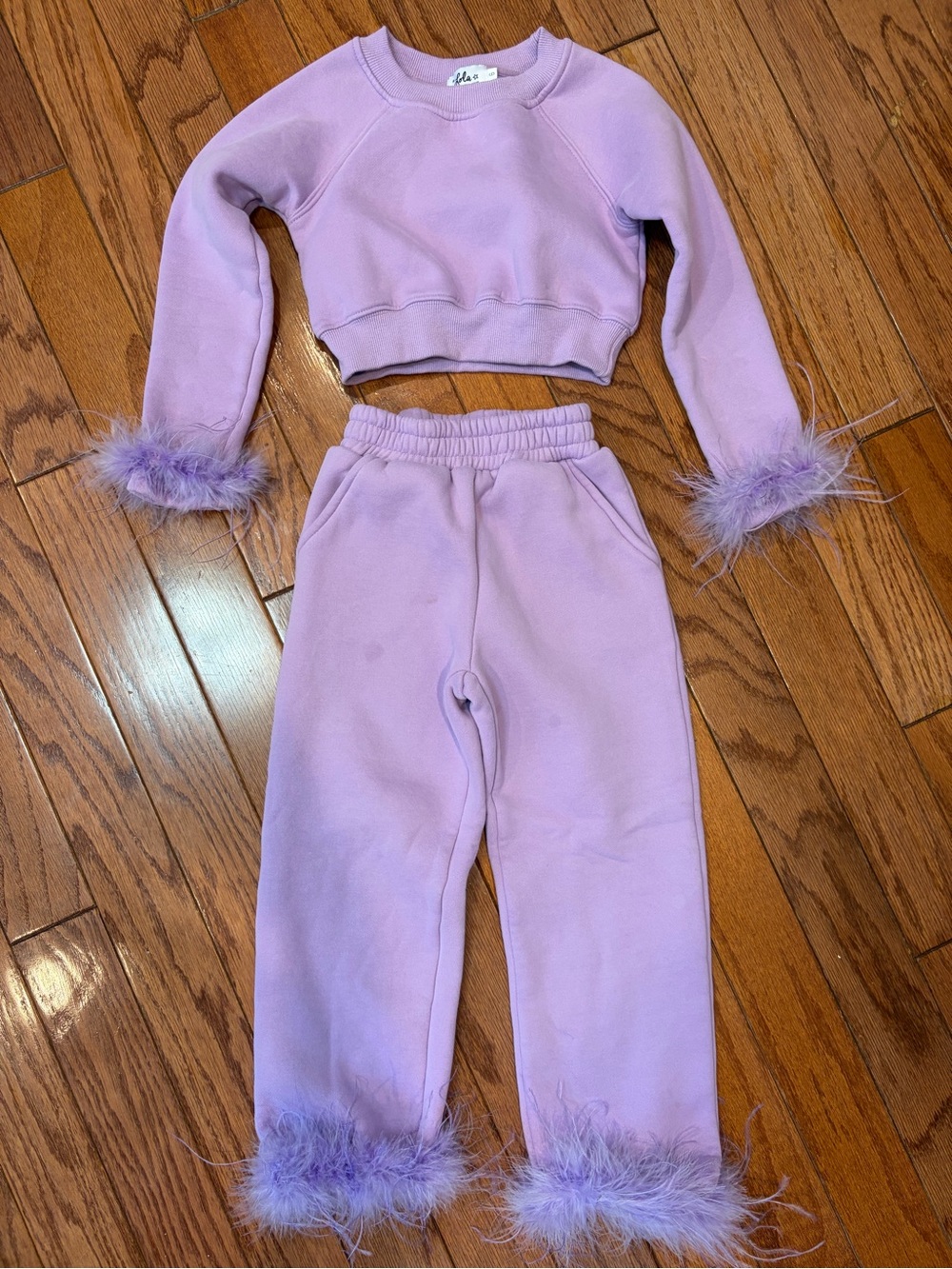 Lola + The Boys Lilac Feather-Trim Sweat Set